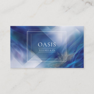 Modern Abstract Geometric Blue & White Wave Business Card