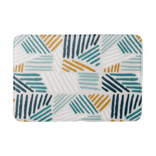 Modern Abstract Geometric Brush Pattern Bath Mat