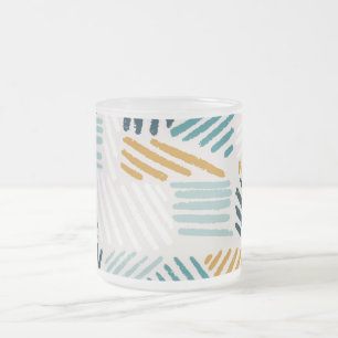 Modern Abstract Geometric Brush Pattern Frosted Glass Coffee Mug