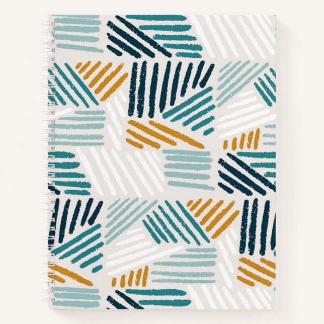 Modern Abstract Geometric Brush Pattern Notebook (Front)