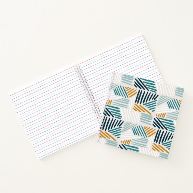 Modern Abstract Geometric Brush Pattern Notebook (Inside)