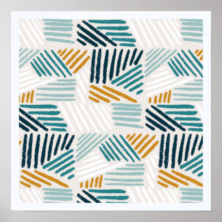 Modern Abstract Geometric Brush Pattern Poster