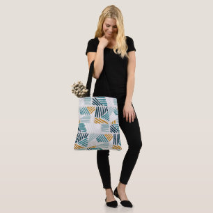 Modern Abstract Geometric Brush Pattern Tote Bag