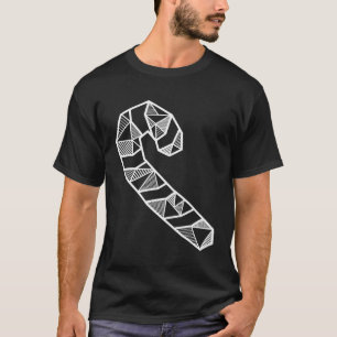 Modern Abstract Geometric Candy Cane Xmas Present T-Shirt
