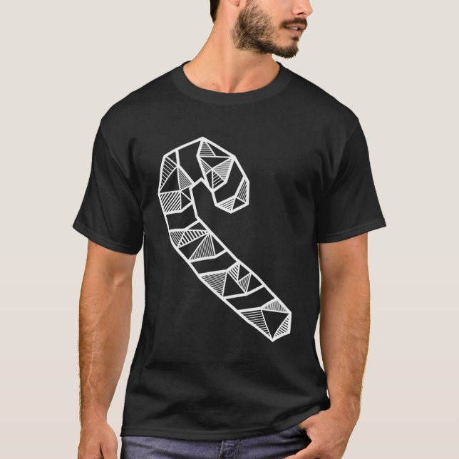 Modern Abstract Geometric Candy Cane Xmas Present T-Shirt (Front)
