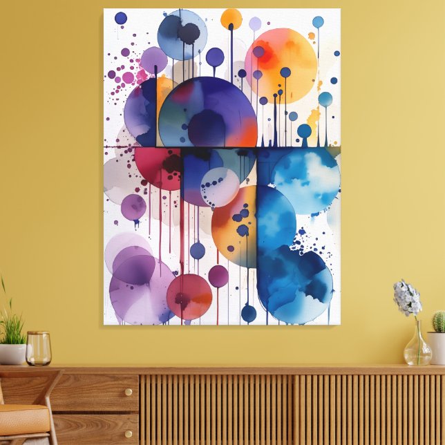 Modern Abstract Geometric Circles Canvas Print (Insitu(LivingRoom))