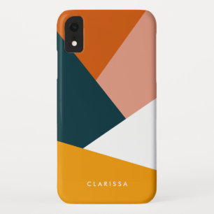 Modern abstract geometric color block pattern iPhone XR case