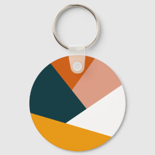 Modern abstract geometric color block pattern key ring