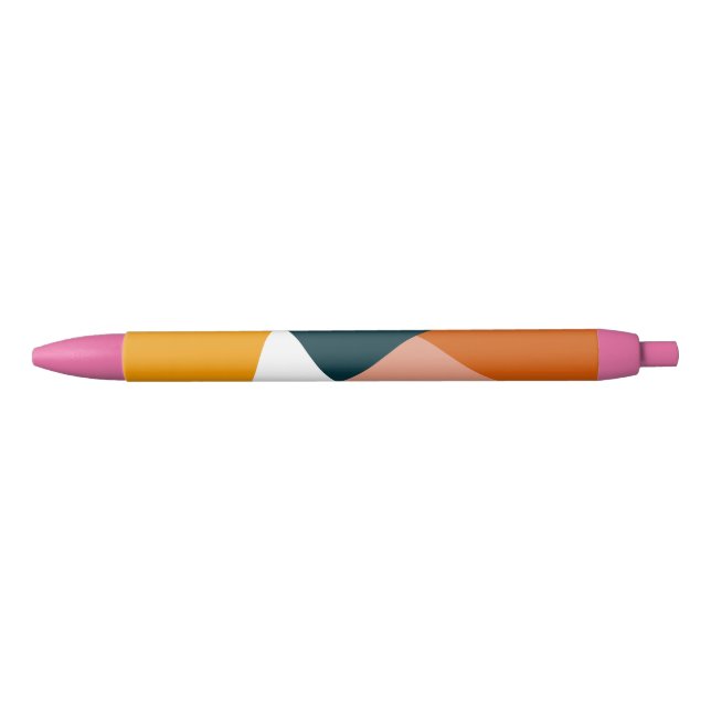Modern abstract geometric colour block pattern black ink pen (Front)