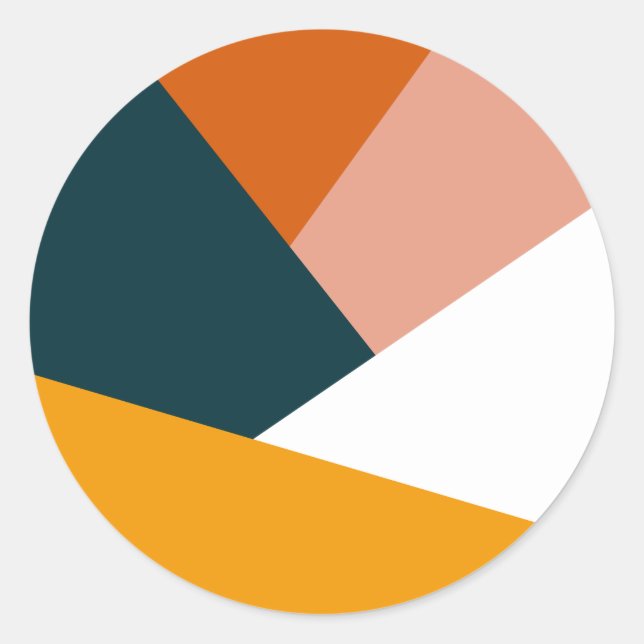 Modern abstract geometric colour block pattern classic round sticker (Front)