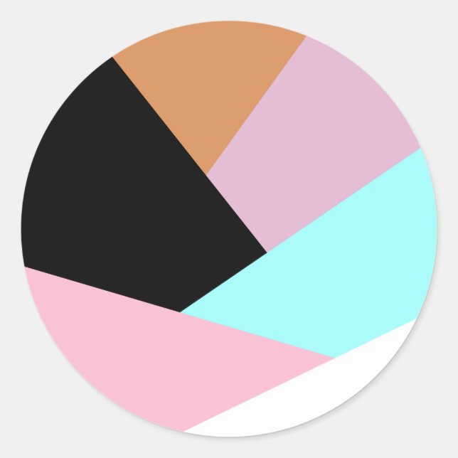 Modern abstract geometric colour block pattern classic round sticker (Front)