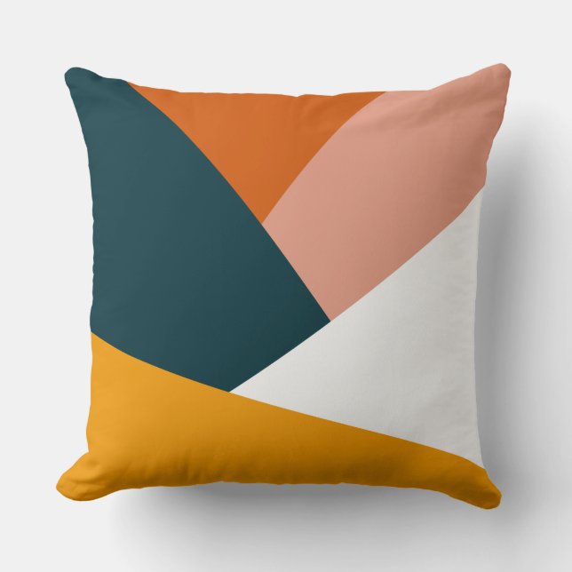 Modern abstract geometric colour block pattern cushion (Front)
