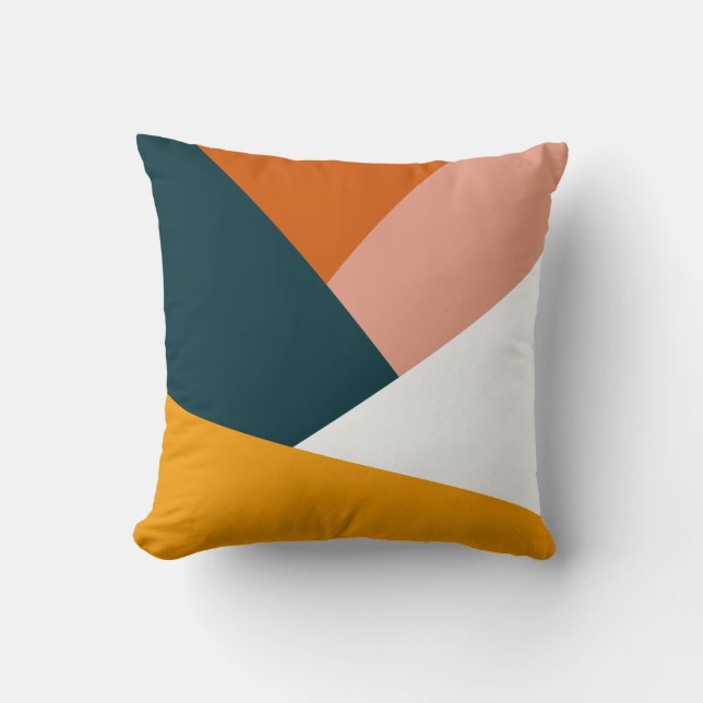 Modern abstract geometric colour block pattern cushion (Front)