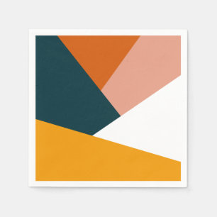 Modern abstract geometric colour block pattern napkin
