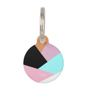 Modern abstract geometric colour block pattern pet tag