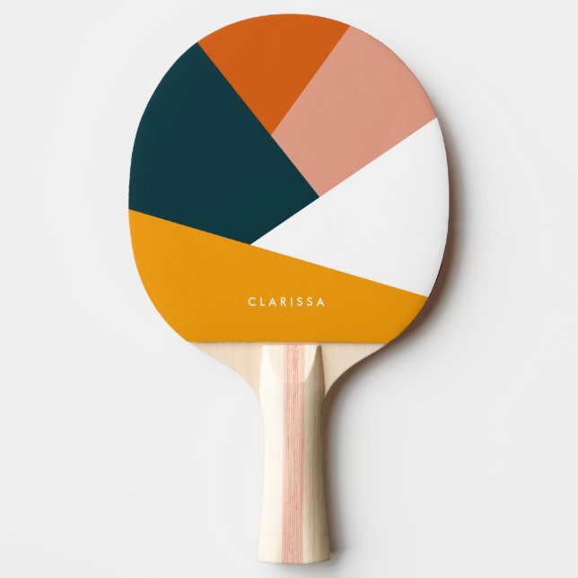 Modern abstract geometric colour block pattern ping pong paddle (Front)