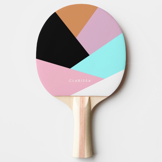 Modern abstract geometric colour block pattern ping pong paddle (Front)
