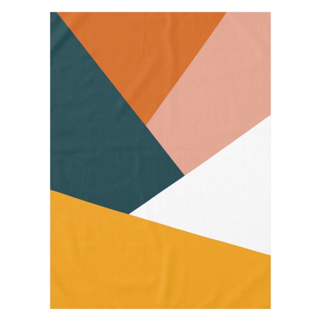 Modern abstract geometric colour block pattern tablecloth (Front)