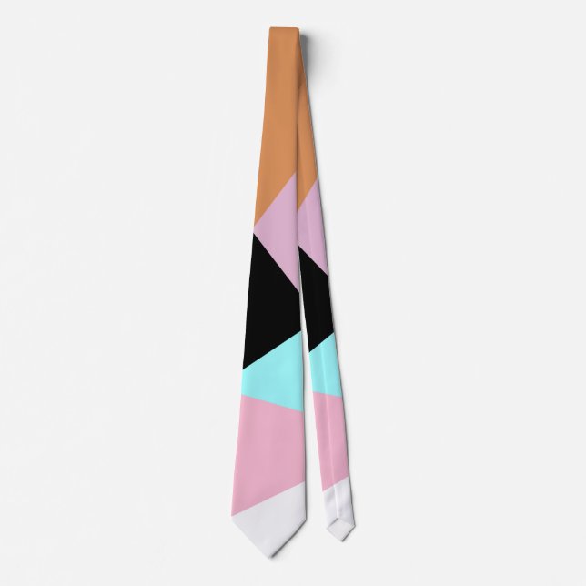 Modern abstract geometric colour block pattern tie (Front)
