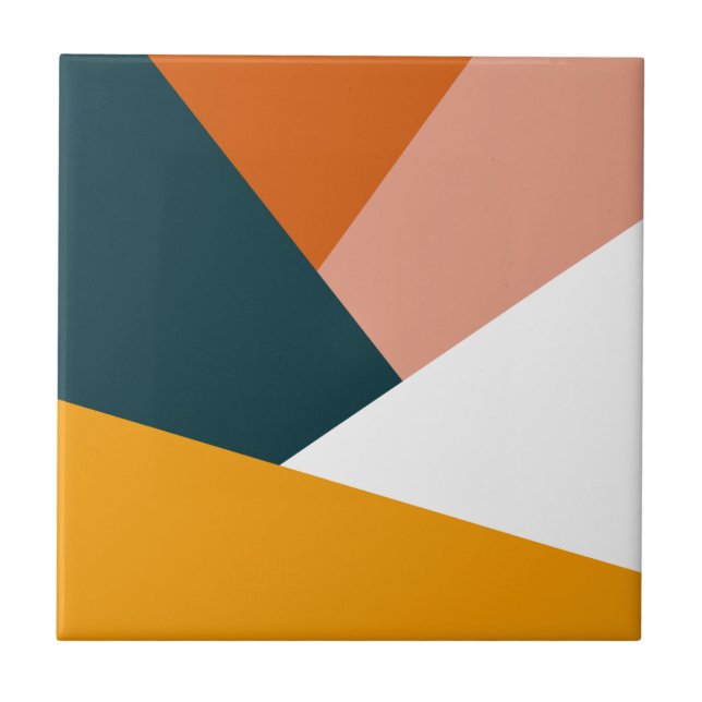 Modern abstract geometric colour block pattern tile (Front)