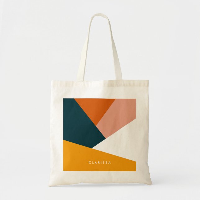 Modern abstract geometric colour block pattern tote bag (Front)