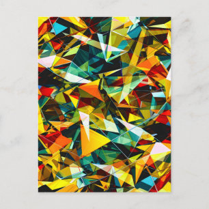Modern Abstract Geometric Colourful Crystal Glass Announcement Postcard