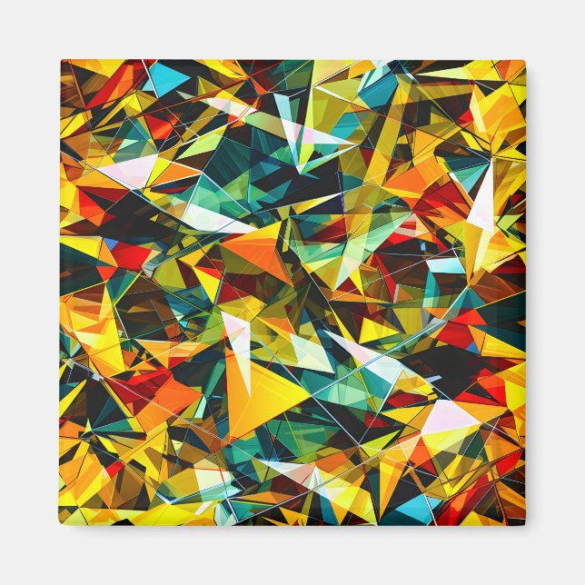 Modern Abstract Geometric Colourful Crystal Glass Magnet (Front)
