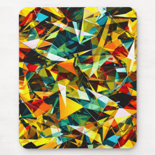 Modern Abstract Geometric Colourful Crystal Glass Mouse Mat