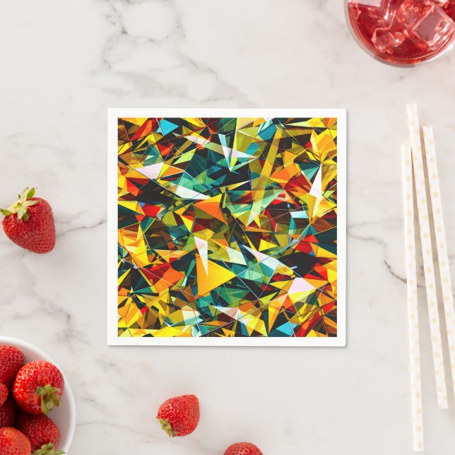 Modern Abstract Geometric Colourful Crystal Glass Napkin (Insitu)