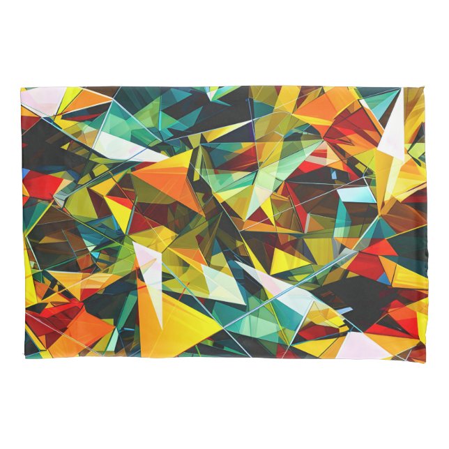 Modern Abstract Geometric Colourful Crystal Glass Pillowcase (Front)