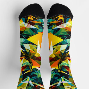 Modern Abstract Geometric Colourful Crystal Glass Socks