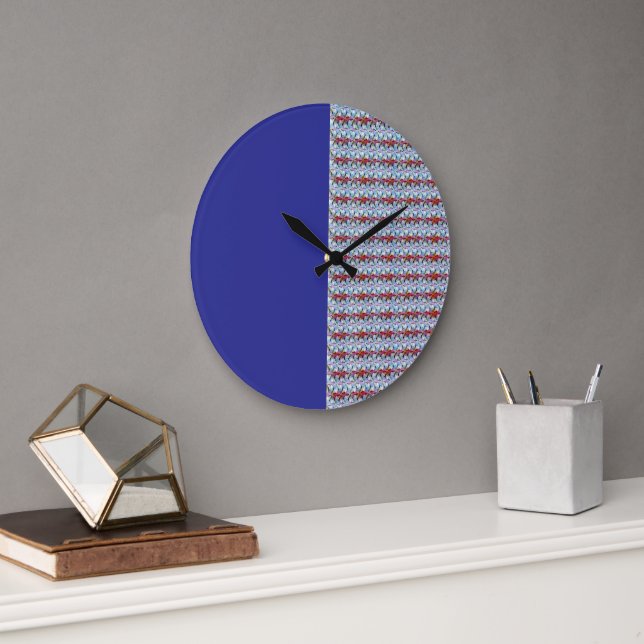 Modern abstract geometric digital pattern 1252 large clock (Office)