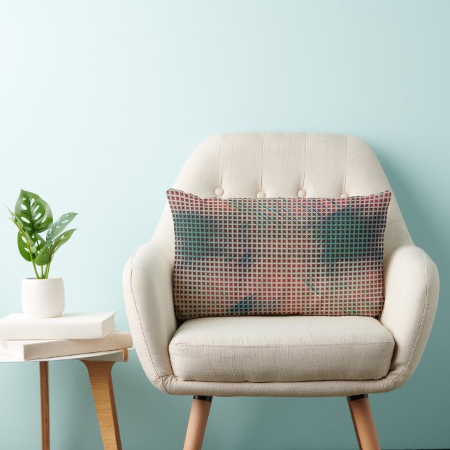 Modern abstract geometric digital pattern 1253 lumbar cushion (Chair)