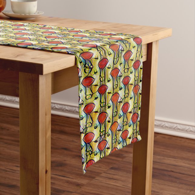 Modern abstract geometric digital pattern 1263 medium table runner (In Situ)