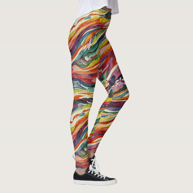 Modern abstract geometric digital pattern 40 leggings (Right)