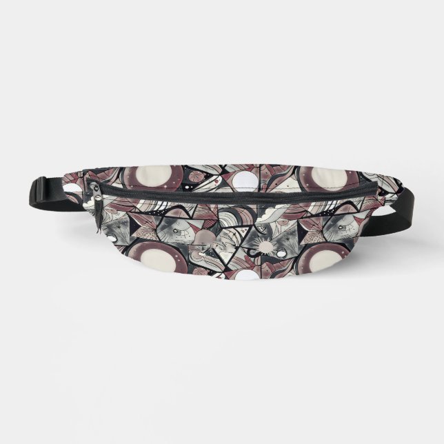 Modern abstract geometric digital pattern 46 bum bags (Front)