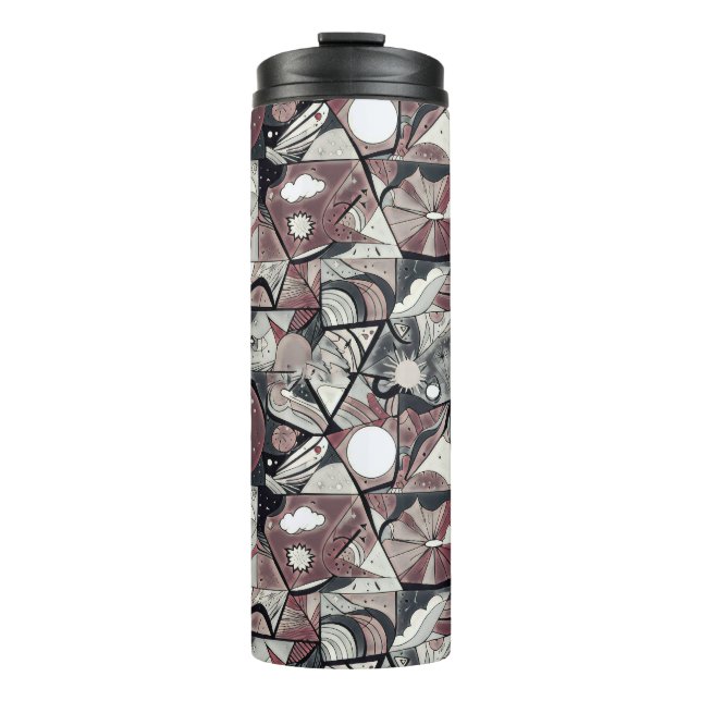 Modern abstract geometric digital pattern 46 thermal tumbler (Front)