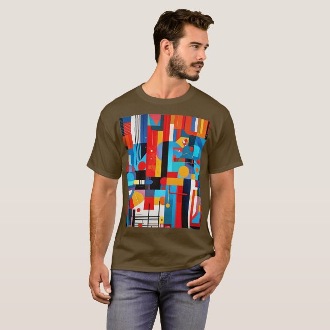 Modern abstract geometric digital pattern 47 T-Shirt (Front Full)