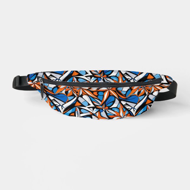 Modern abstract geometric digital pattern 50 bum bags (Front)