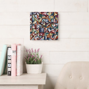 Modern abstract geometric digital pattern 55 square wall clock