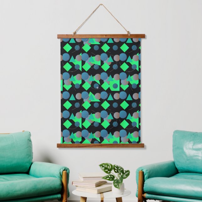Modern abstract geometric digital pattern 61 hanging tapestry (Living Room)