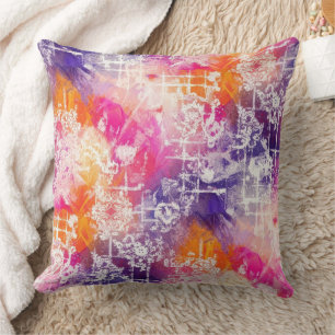 Modern Abstract Geometric Grid Pattern Cushion