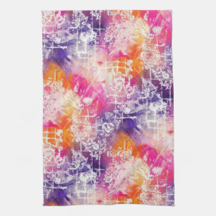 Modern Abstract Geometric Grid Pattern Tea Towel