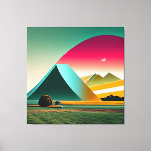 Modern Abstract Geometric Landscape Art Vibrant  Canvas Print