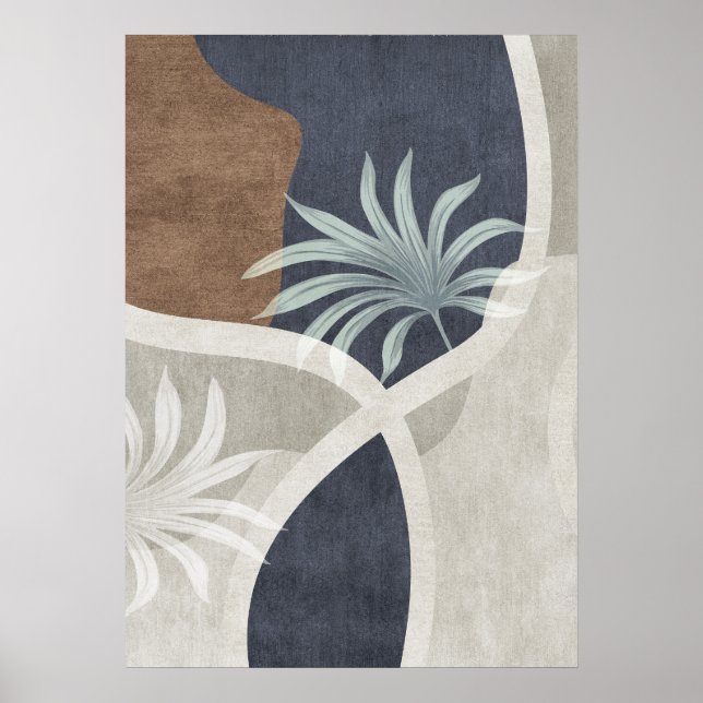 Modern Abstract Geometric Leaf Wall Art Poster (Front)