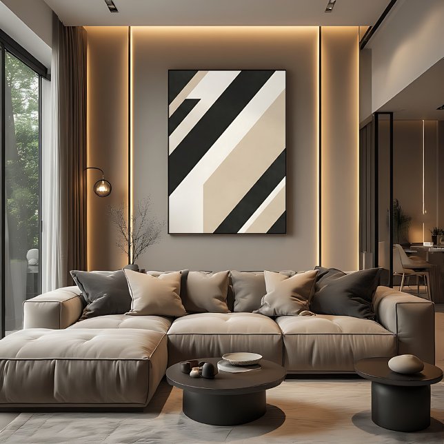 Modern Abstract Geometric Neutral Layers Canvas Print (Creator Uploaded)