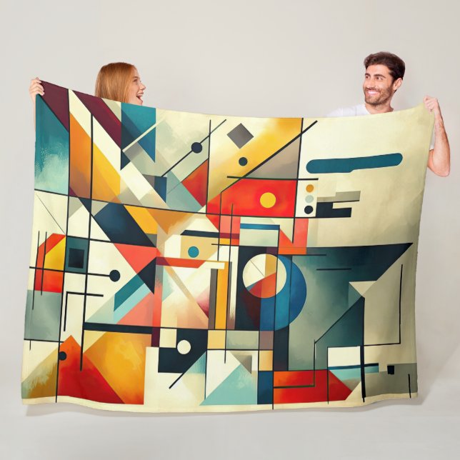 Modern Abstract Geometric Painting  Fleece Blanket (In Situ)