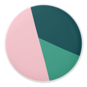 Modern abstract geometric pastel pink & green ceramic knob