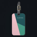 Modern abstract geometric pastel pink & green luggage tag<br><div class="desc">Colourful geometric combination.</div>