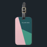 Modern abstract geometric pastel pink & green luggage tag<br><div class="desc">Colourful geometric combination.</div>